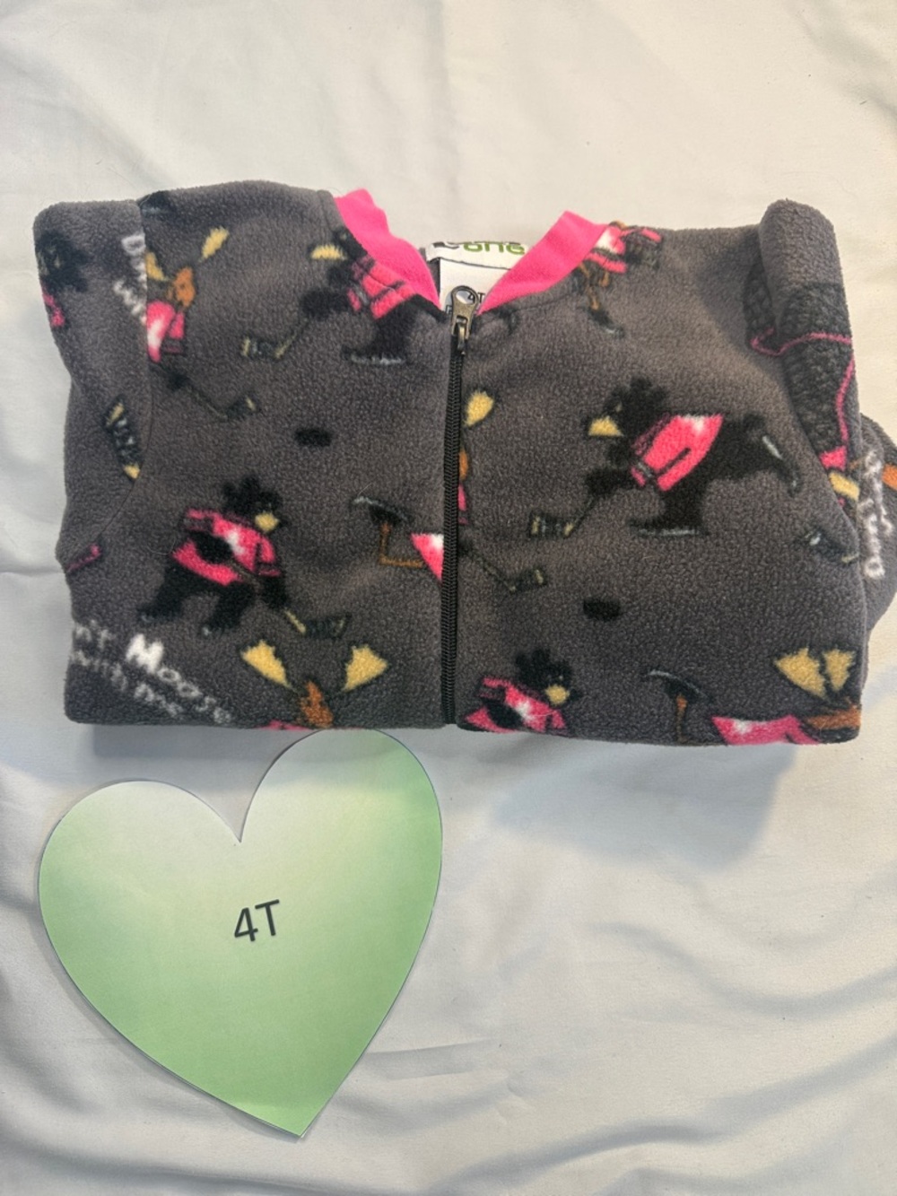 Lazy One - 4T -Pink and Grey Fleece Pajamas